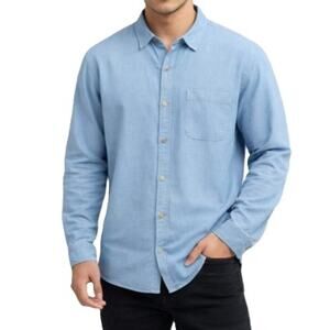 Hawker Rye Mens Long Sleeve Shirt Blue Collar Button Up 100% Cotton Size XLT